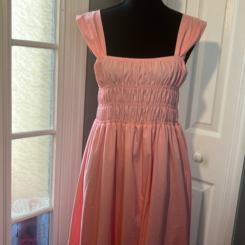 NANETTE LEPORE PINK COTTON SLEEVELESS MIDI DRESS